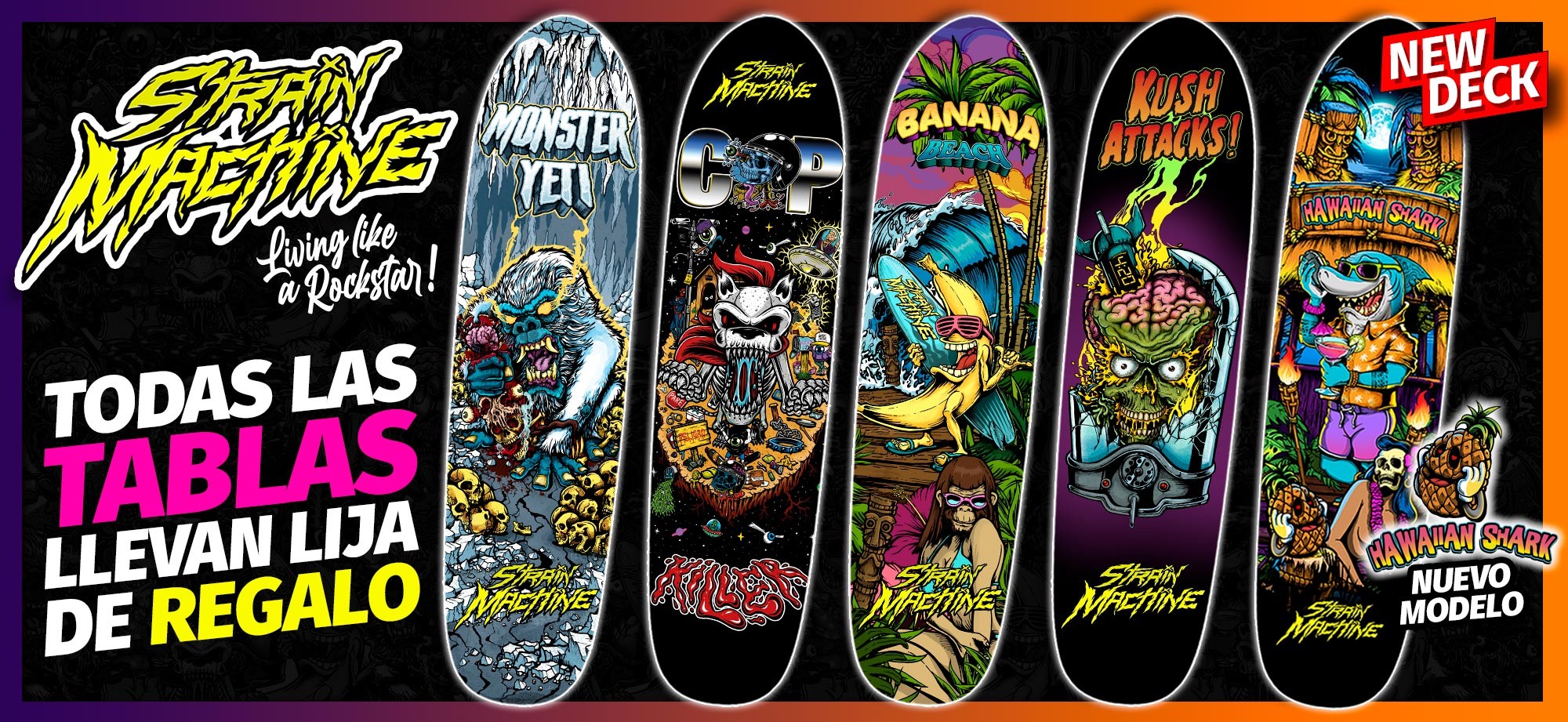 Tablas de skate coleccion strain machine